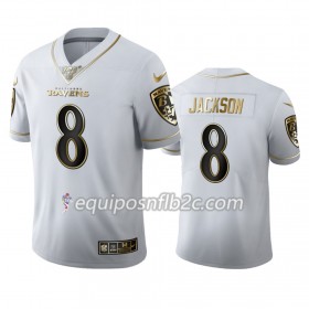 Camiseta Hombre NFL Baltimore Ravens Lamar Jackson 8 Nike Blanco Golden Edition 100th
